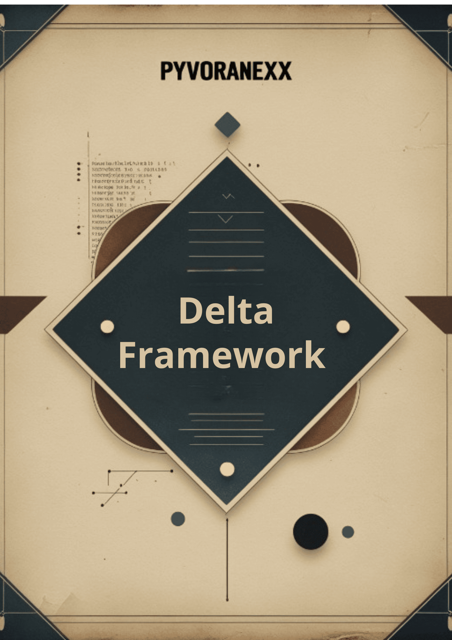 Course cover graphic for Pyvoranexx 'Delta Framework' with geometric design elements.