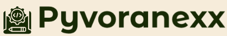 Logo of Pyvoranexx with a stylized design element on a green background