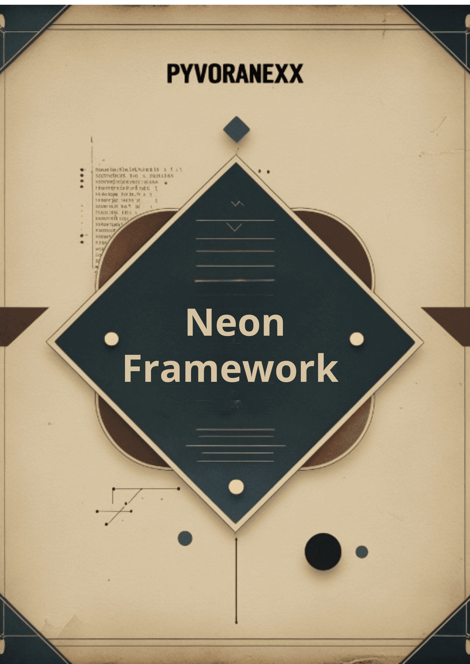 Course cover graphic for Pyvoranexx 'Neon Framework' with geometric design elements.