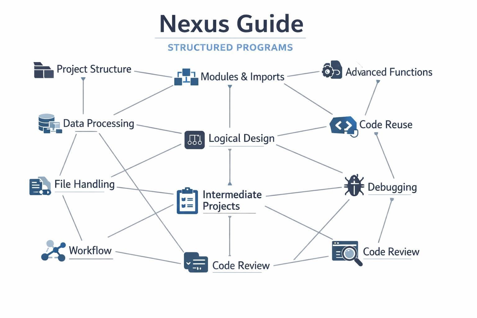 Diagram of Nexus Guide Structured Programs with various components interconnected.